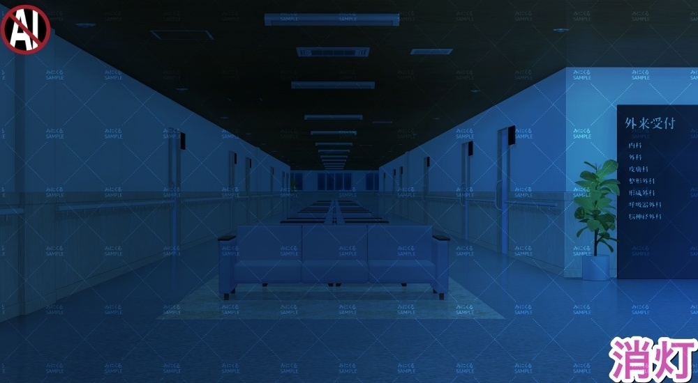 【背景素材】外来_廊下(病院編part02B-outpatient-corridor)