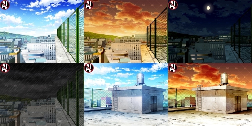 みにくる背景CG素材集『街編』part03-屋上-