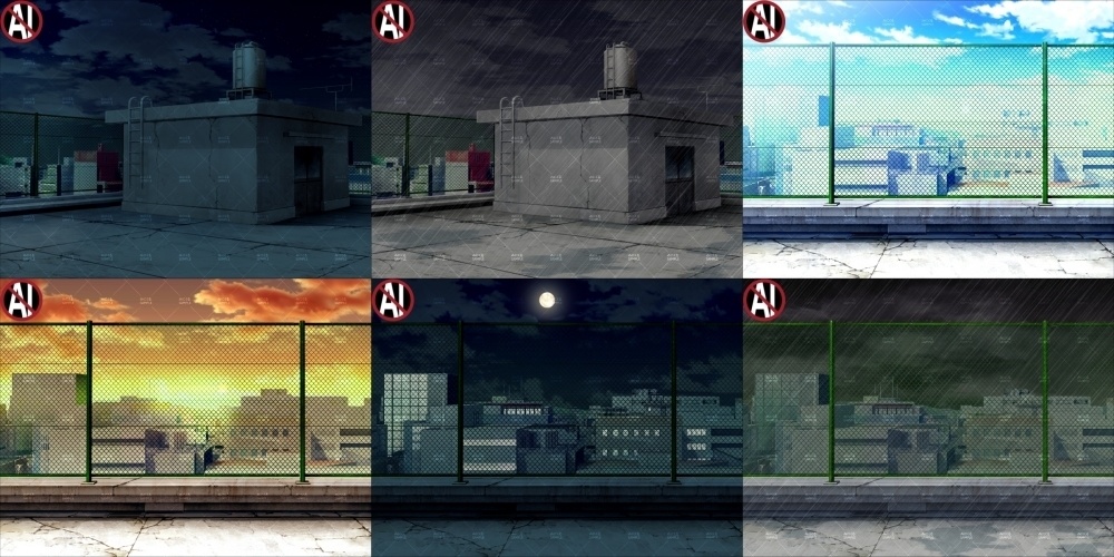 みにくる背景CG素材集『街編』part03-屋上-