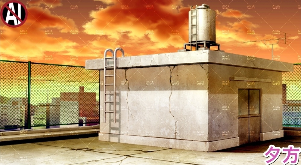 【背景素材】ビル・学校の屋上①(街編part03-rooftop01)