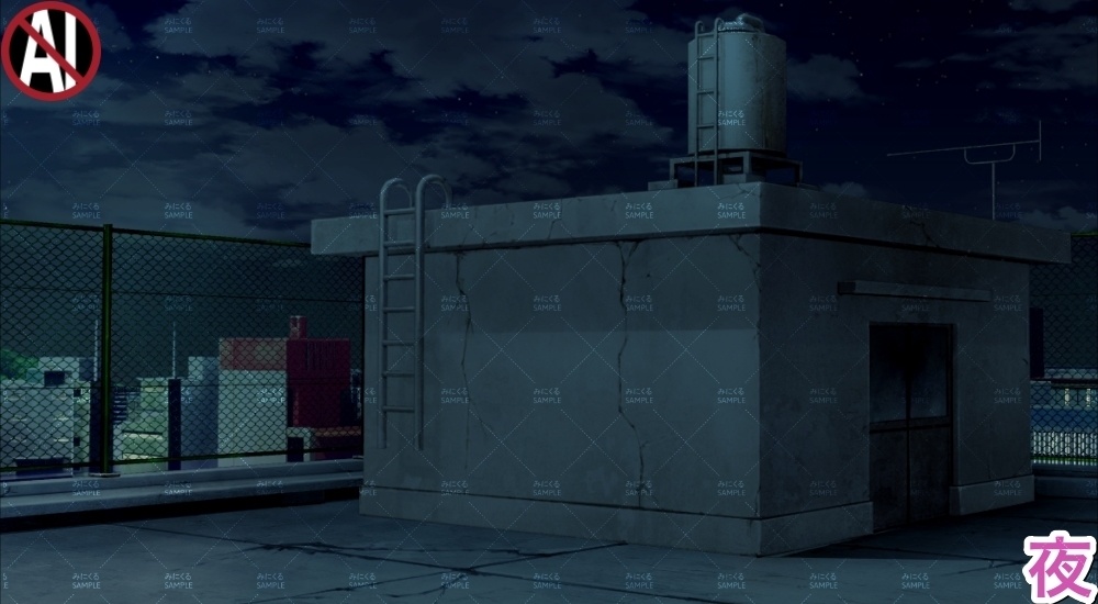 【背景素材】ビル・学校の屋上①(街編part03-rooftop01)