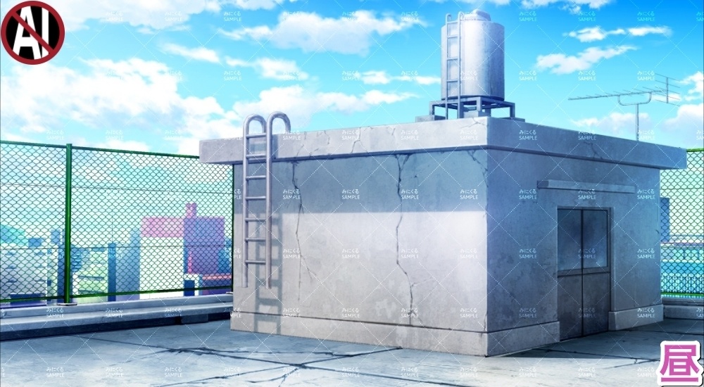 【背景素材】ビル・学校の屋上①(街編part03-rooftop01)