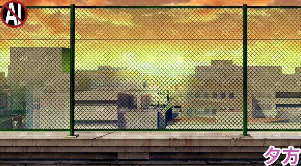 【背景素材】ビル・学校の屋上②(街編part03-rooftop02)