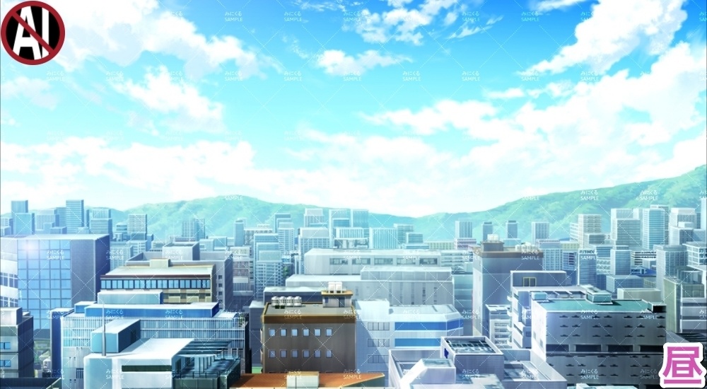 【背景素材】屋上からの景色①(街編part03-rooftop_cityscape01)