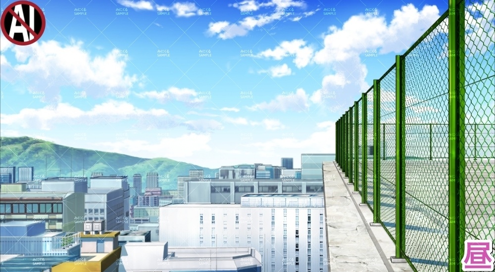 【背景素材】屋上からの景色②(街編part03-rooftop_cityscape02)