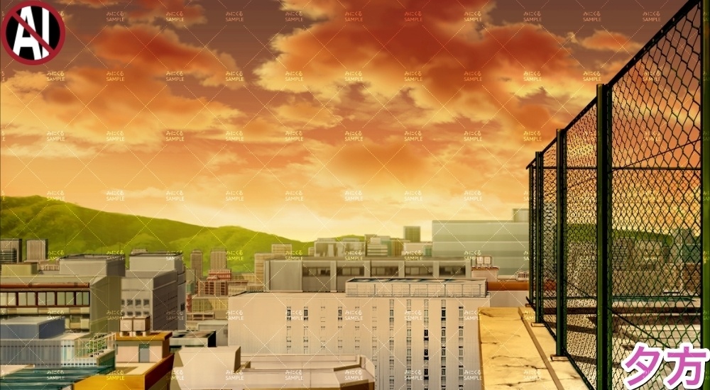 【背景素材】屋上からの景色②(街編part03-rooftop_cityscape02)