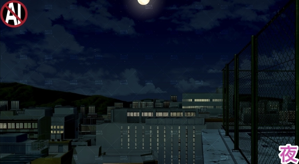 【背景素材】屋上からの景色②(街編part03-rooftop_cityscape02)