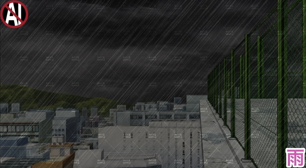 【背景素材】屋上からの景色②(街編part03-rooftop_cityscape02)