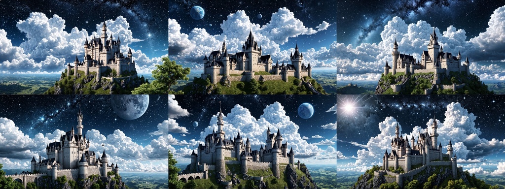 雲の上のお城の風景画像セット