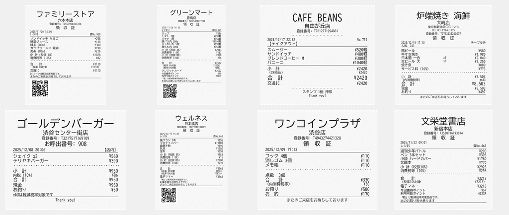 レシート風画像素材集 1000枚セット【商用利用OK】