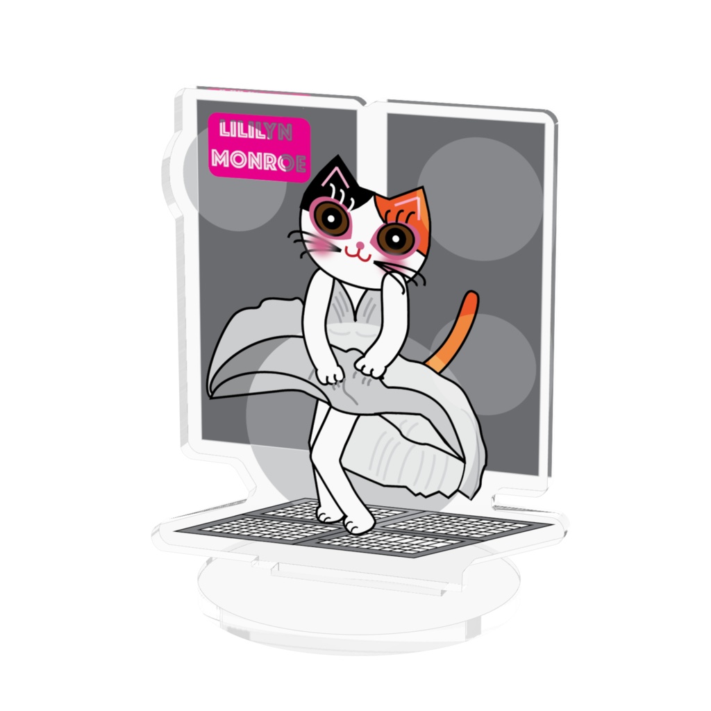 可愛い＆セクシー三毛猫(リリリンモンロー）アクリルフィギュア　70✖️70mm