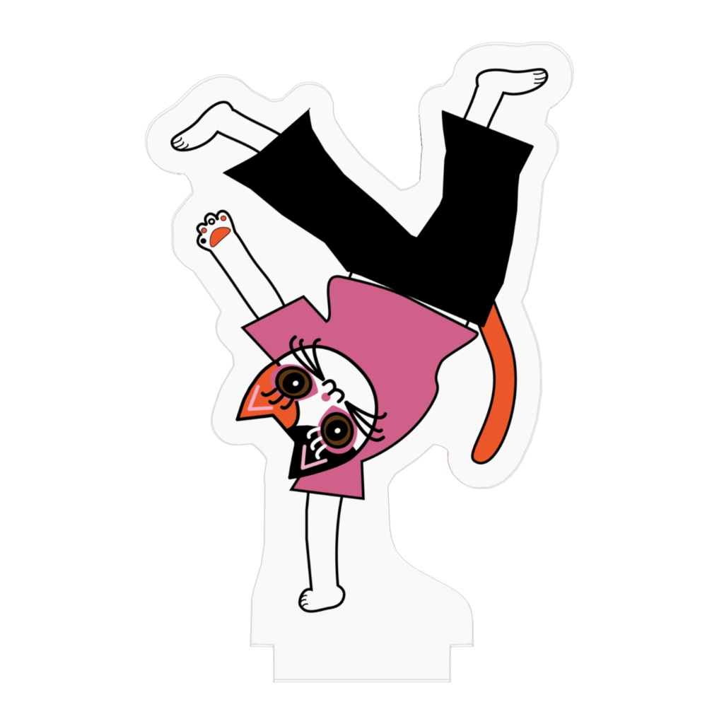 可愛いブレイキン三毛猫のアクリルフィギュア 50×50mm