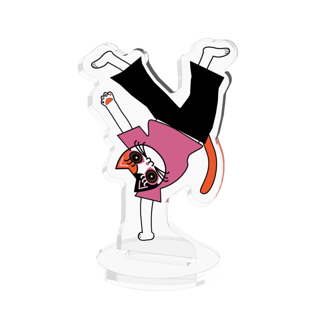 可愛いブレイキン三毛猫のアクリルフィギュア　50×50mm