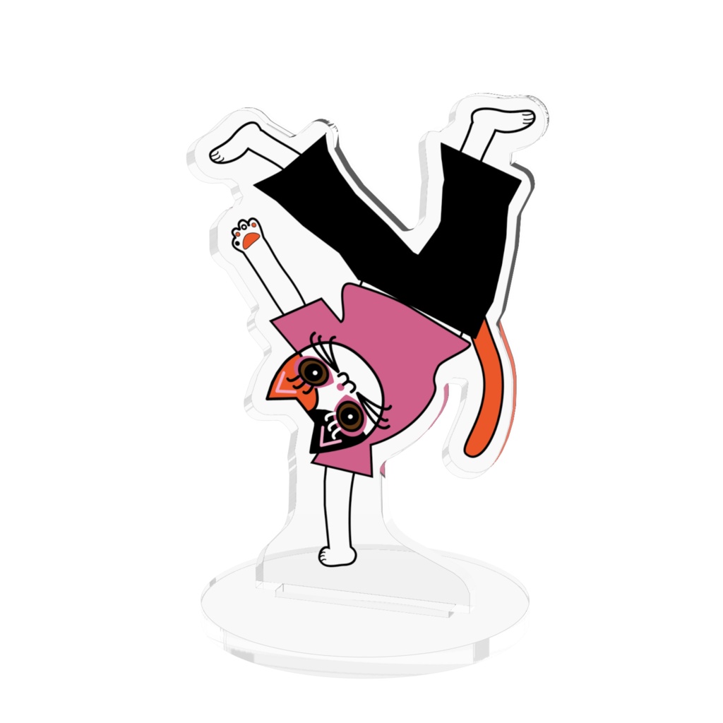 可愛い三毛猫ブレイキンアクリルフィギュア 70×70mm