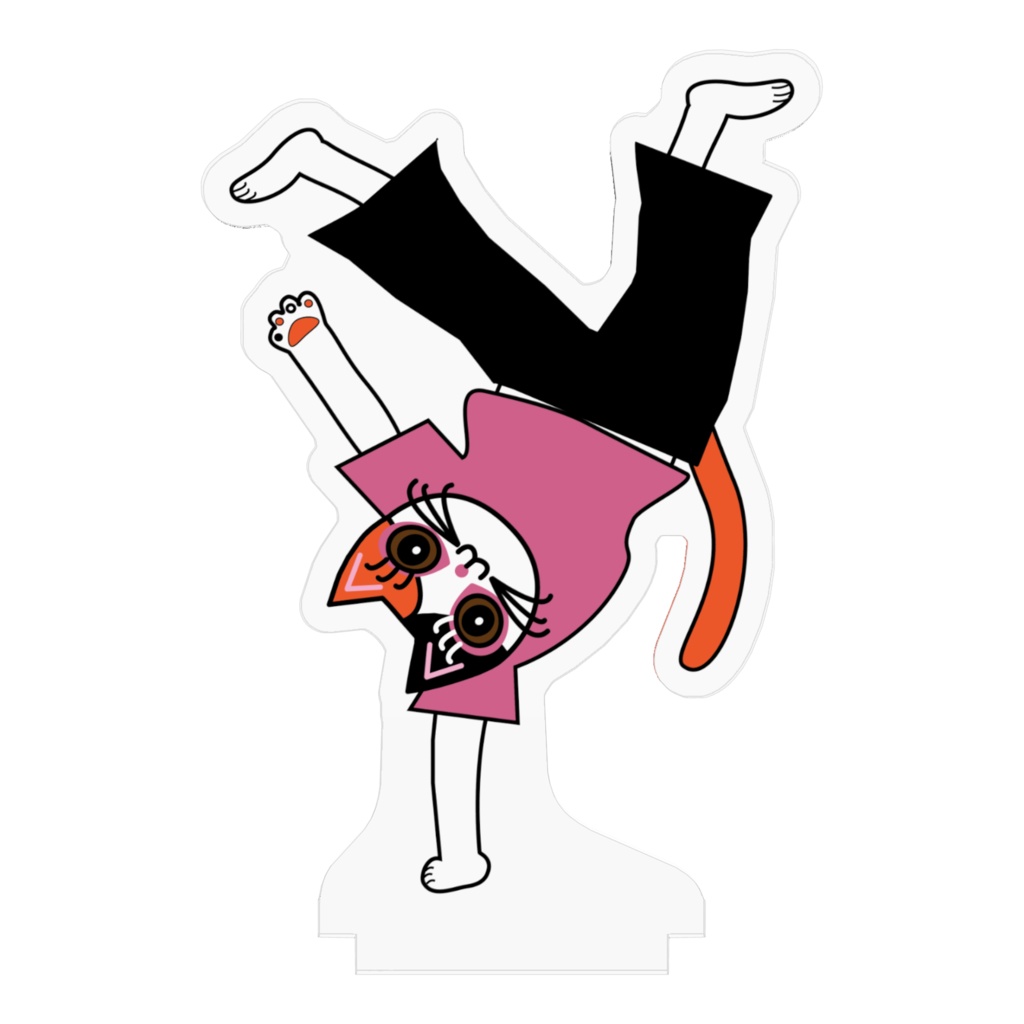 可愛い三毛猫ブレイキンアクリルフィギュア 70×70mm