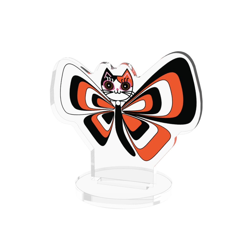 可愛いバタフライキャット　アクリルフィギュア 50x50mm