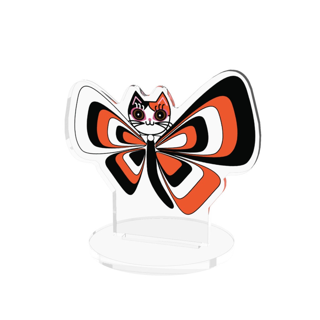 可愛いバタフライキャット　アクリルフィギュア 70x70mm