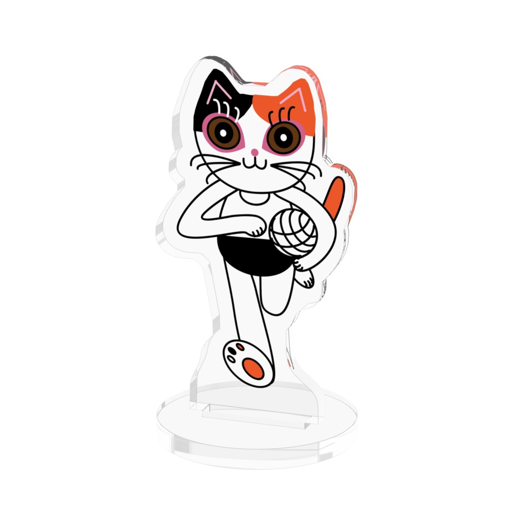 昭和レトロ＊ブルマを履いた三毛猫　アクリルフィギュア 50x50mm