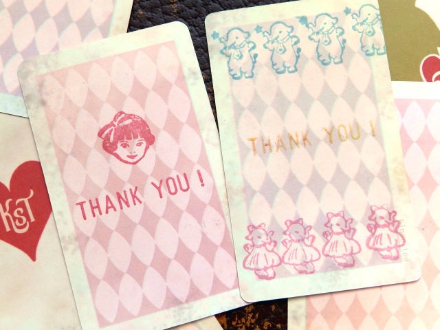 メッセージカード - アンティークトランプ風ミニカード ハートのA・ハートのQセット