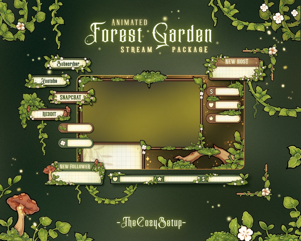 【動く!フォレストガーデン配信セット】幻想的な魔法の森🌿 雑談・ゲーム・歌枠・待機画面 ファンタジー かわいい 落ち着く 手描き Twitch/YouTube/Vtuberさんの配信に【配信画面・オーバーレイ素材】