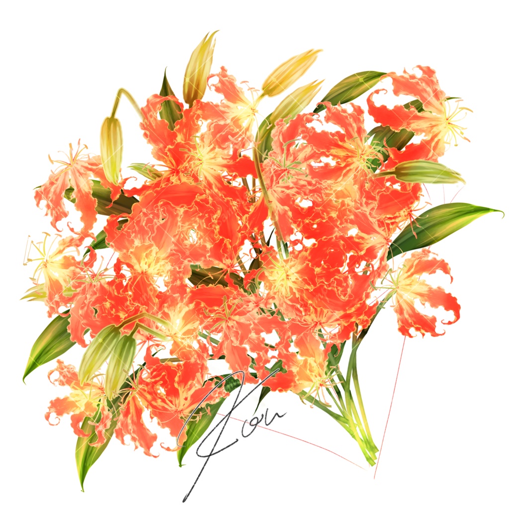 ［カラー&グレスケ対応］グロリオサの花
