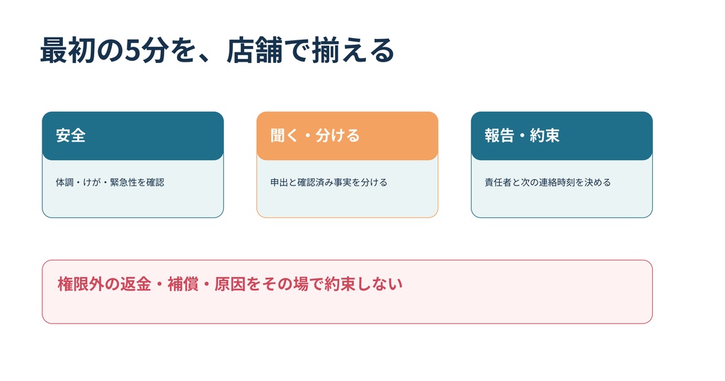 飲食店クレーム初動・報告キット|対応フロー+報告Excel