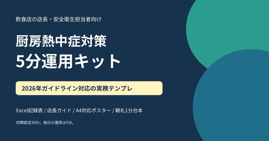 厨房熱中症対策・5分運用キット｜飲食店向けExcel＋掲示資料