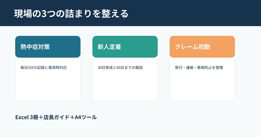 店長の5分実務室|飲食店向け実務テンプレート3商品セット