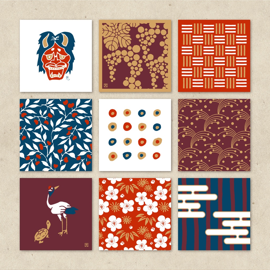 【美和柄素材】和のグラフィックセット 〜90種の和素材テンプレート〜