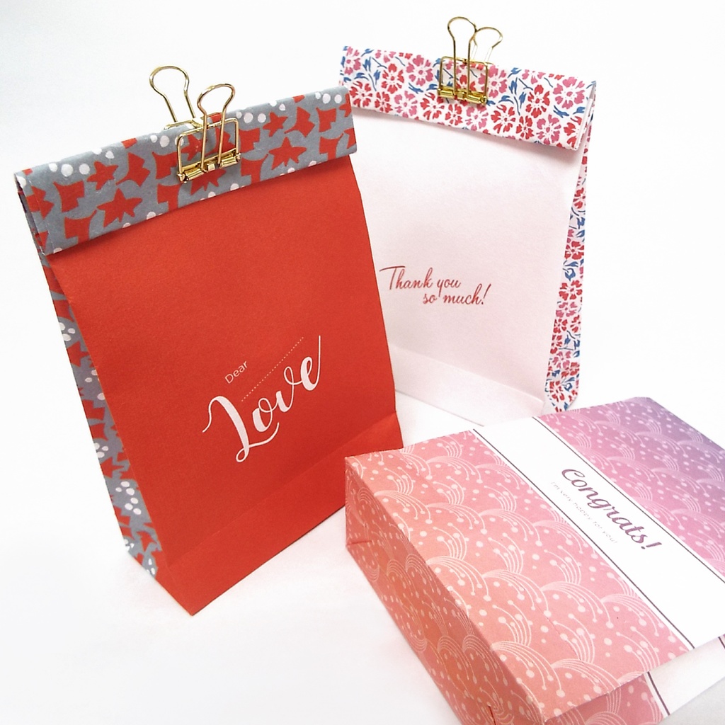 【しあわせ和柄プリンタブル素材】ペーパーバッグ 12枚セット