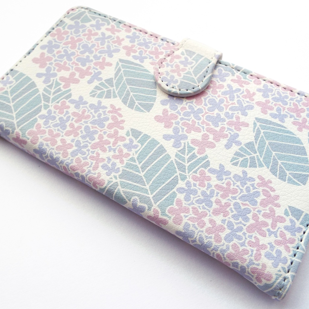 【しあわせ和柄スマホケース 手帳型】紫陽花 <iPhone・Android ほぼ全機種対応> 送料無料