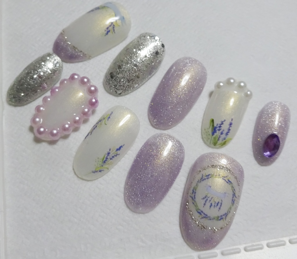 パープル 紫 ラメ マグネット ネイルチップ No,27