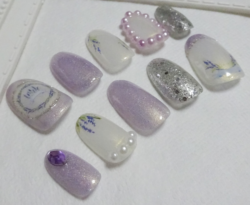 パープル 紫 ラメ マグネット ネイルチップ No,27