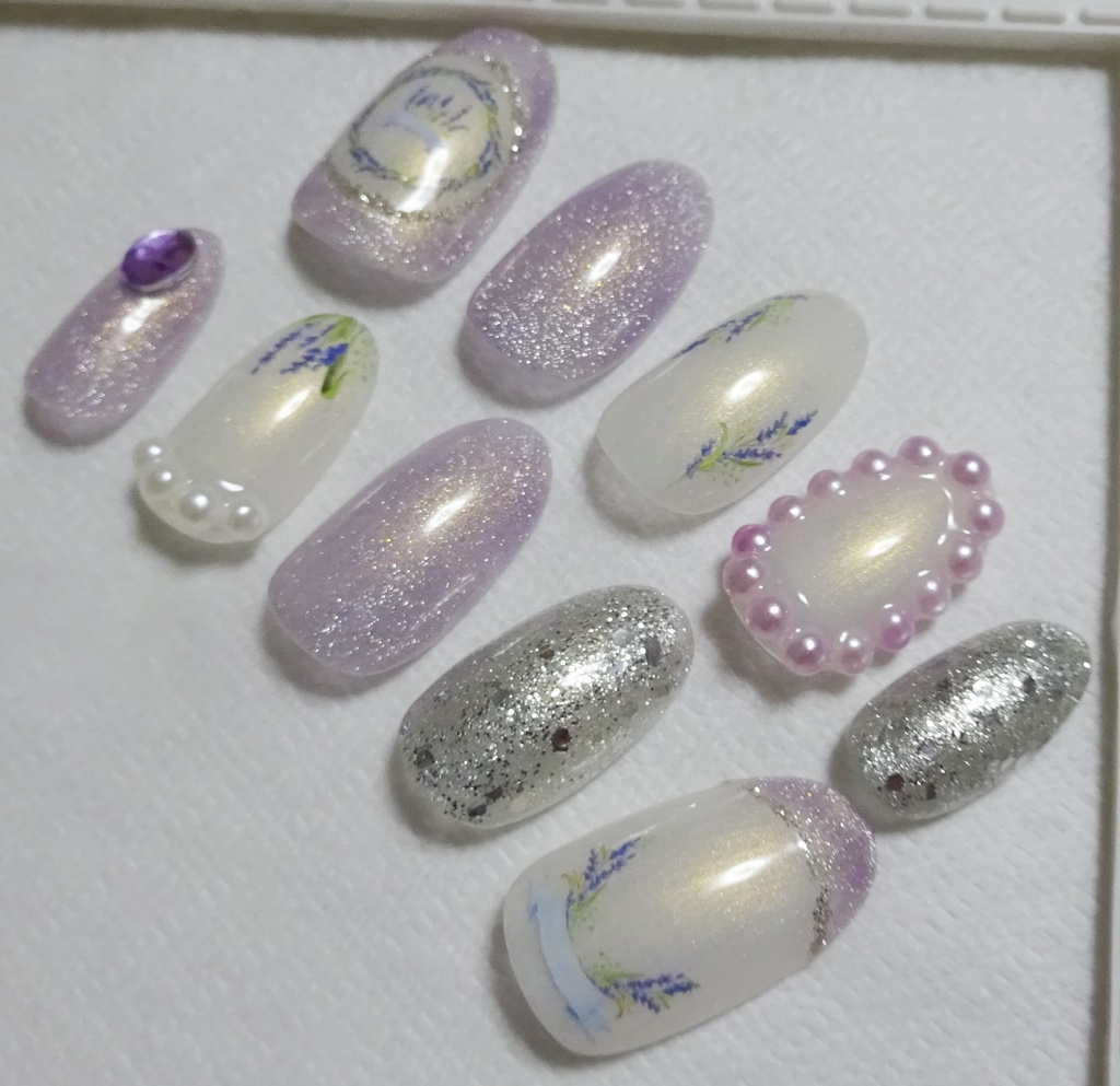 パープル 紫 ラメ マグネット ネイルチップ No,27