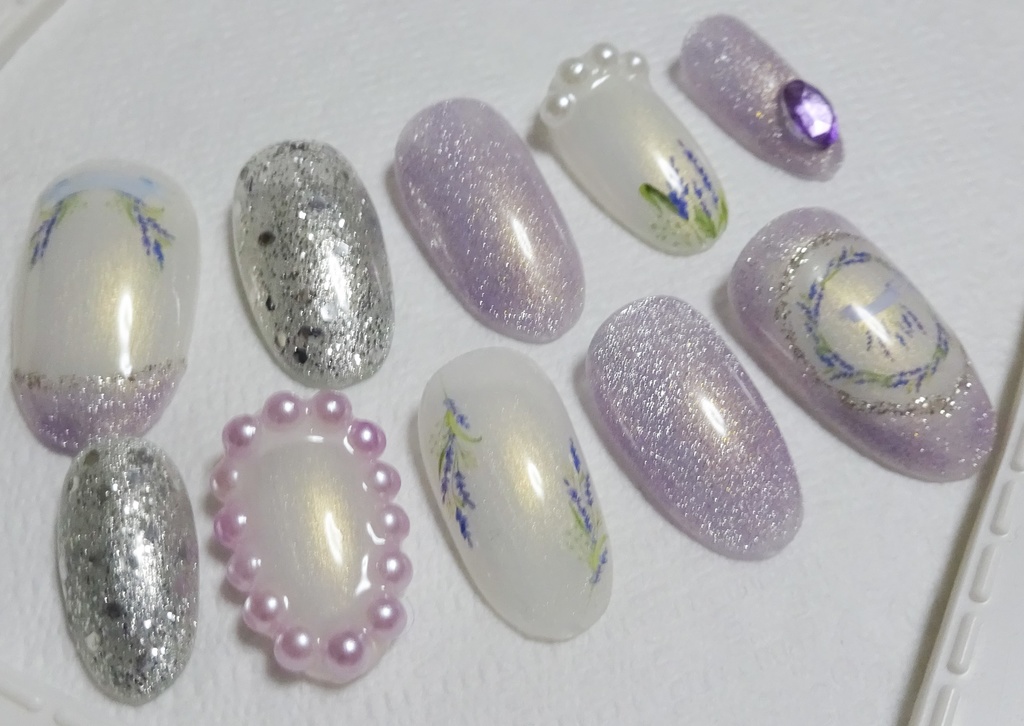 パープル 紫 ラメ マグネット ネイルチップ No,27