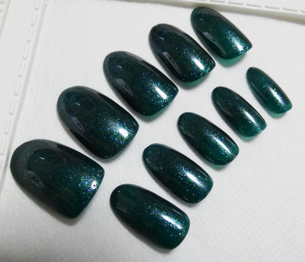 ダークグリーン 緑 推し色 ラメカラー ネイルチップ No,5