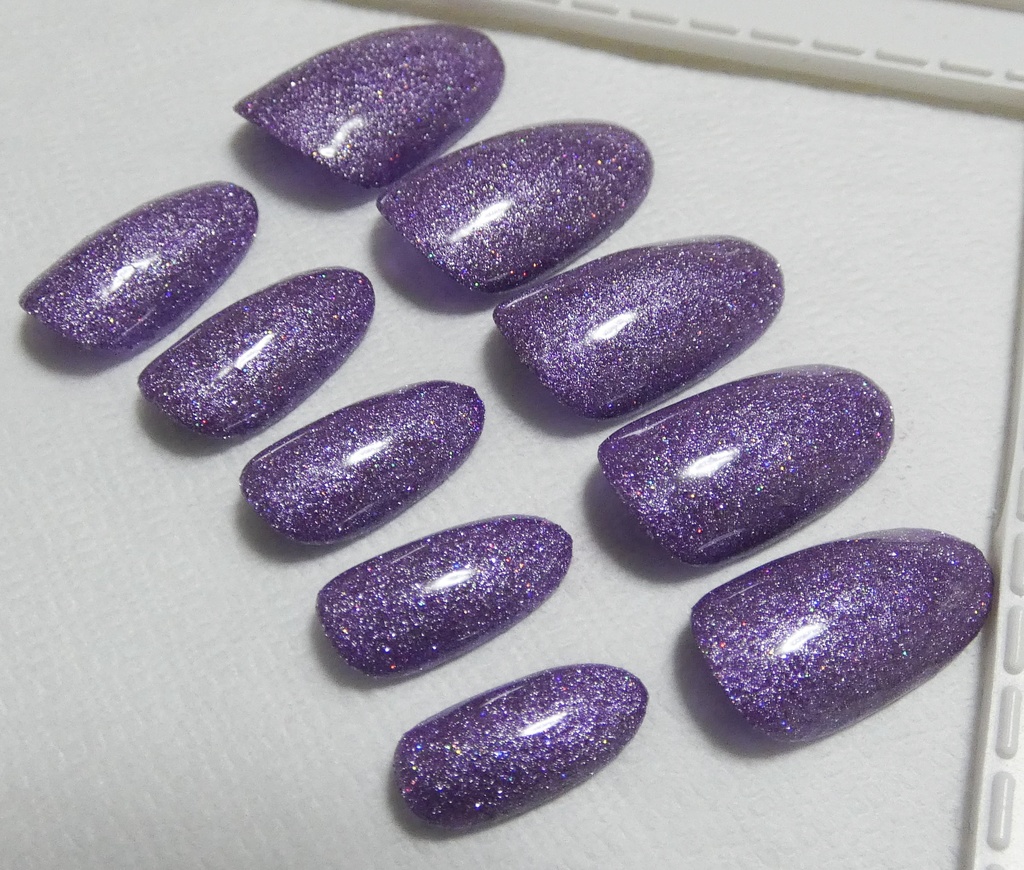 パープル 紫 推し色 ラメカラー ネイルチップ No,12