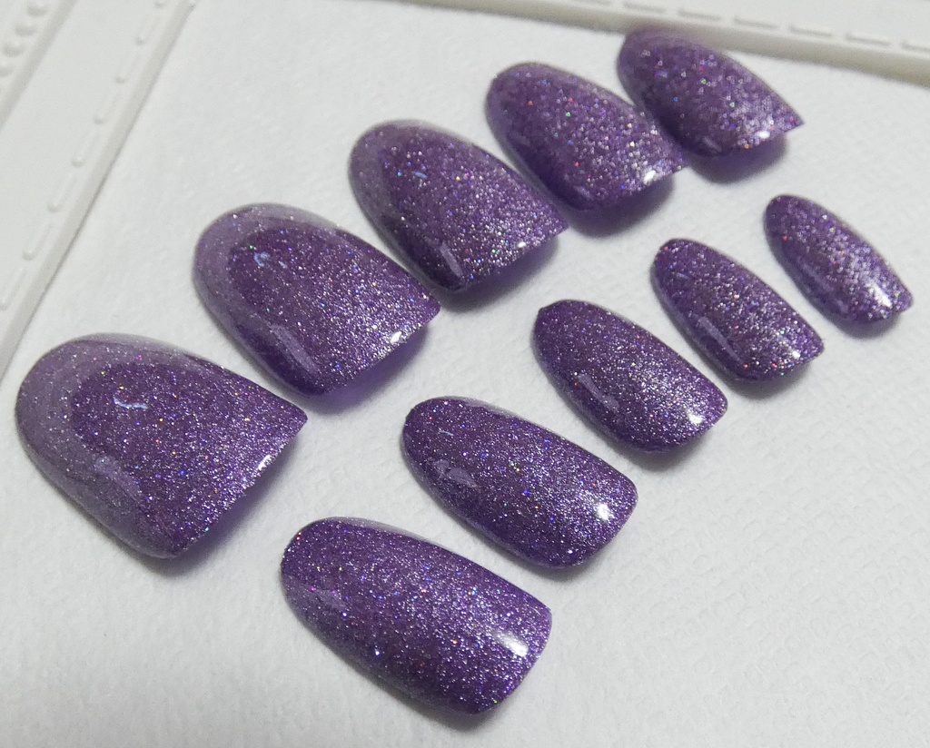 パープル 紫 推し色 ラメカラー ネイルチップ No,12