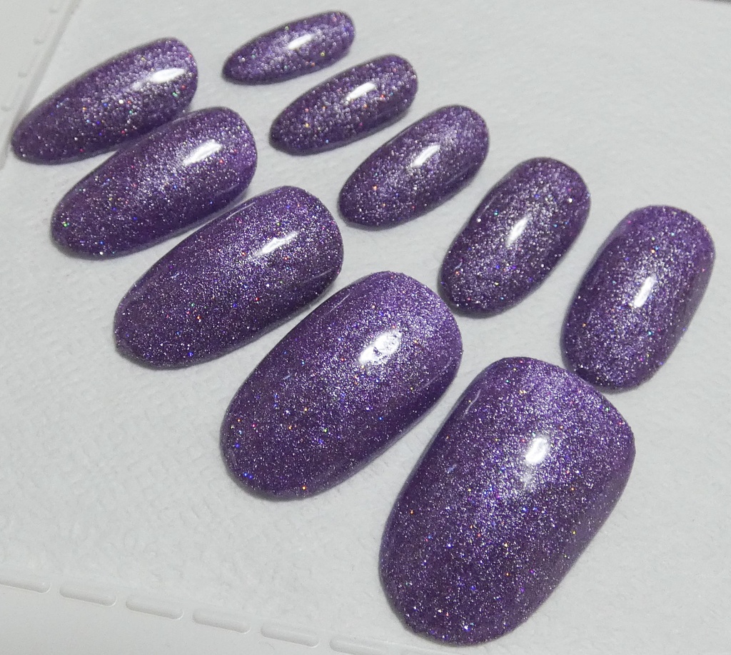 パープル 紫 推し色 ラメカラー ネイルチップ No,12