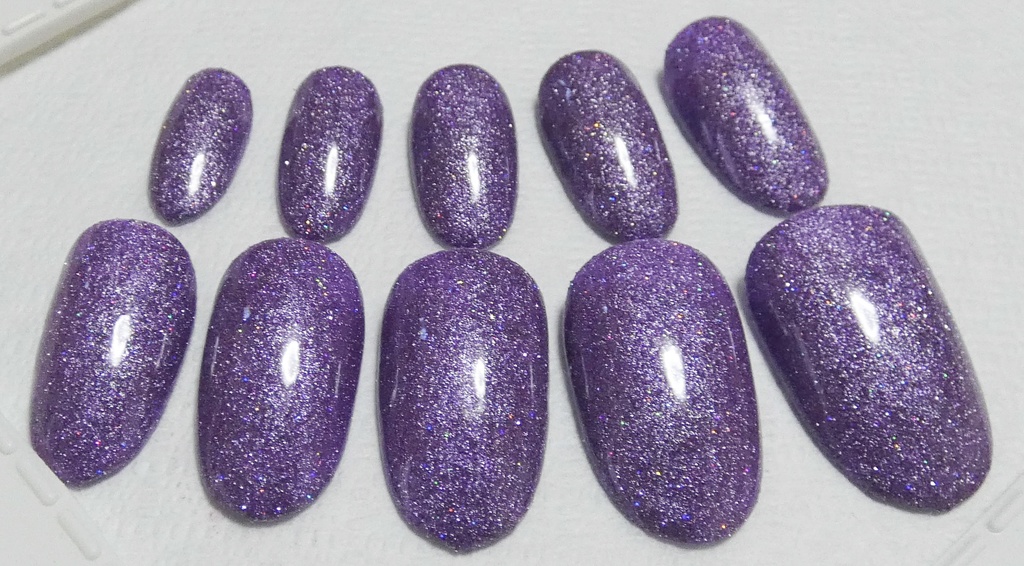 パープル 紫 推し色 ラメカラー ネイルチップ No,12