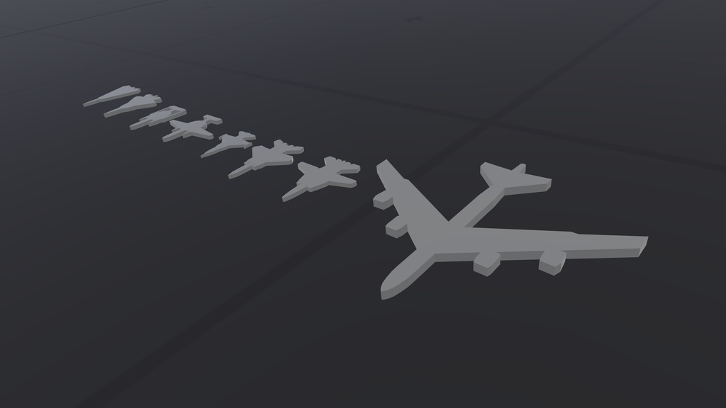 「VRChat想定」無料/FREE 2D飛行機模型 約1/72スケール