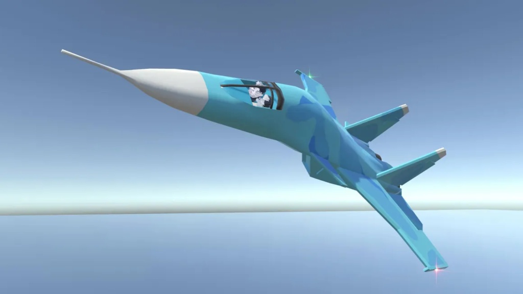 [VRChat想定飛行可能モデル]無料/Free ローポリゴンSu-34戦闘爆撃機[Sacc's Flight V1.8]
