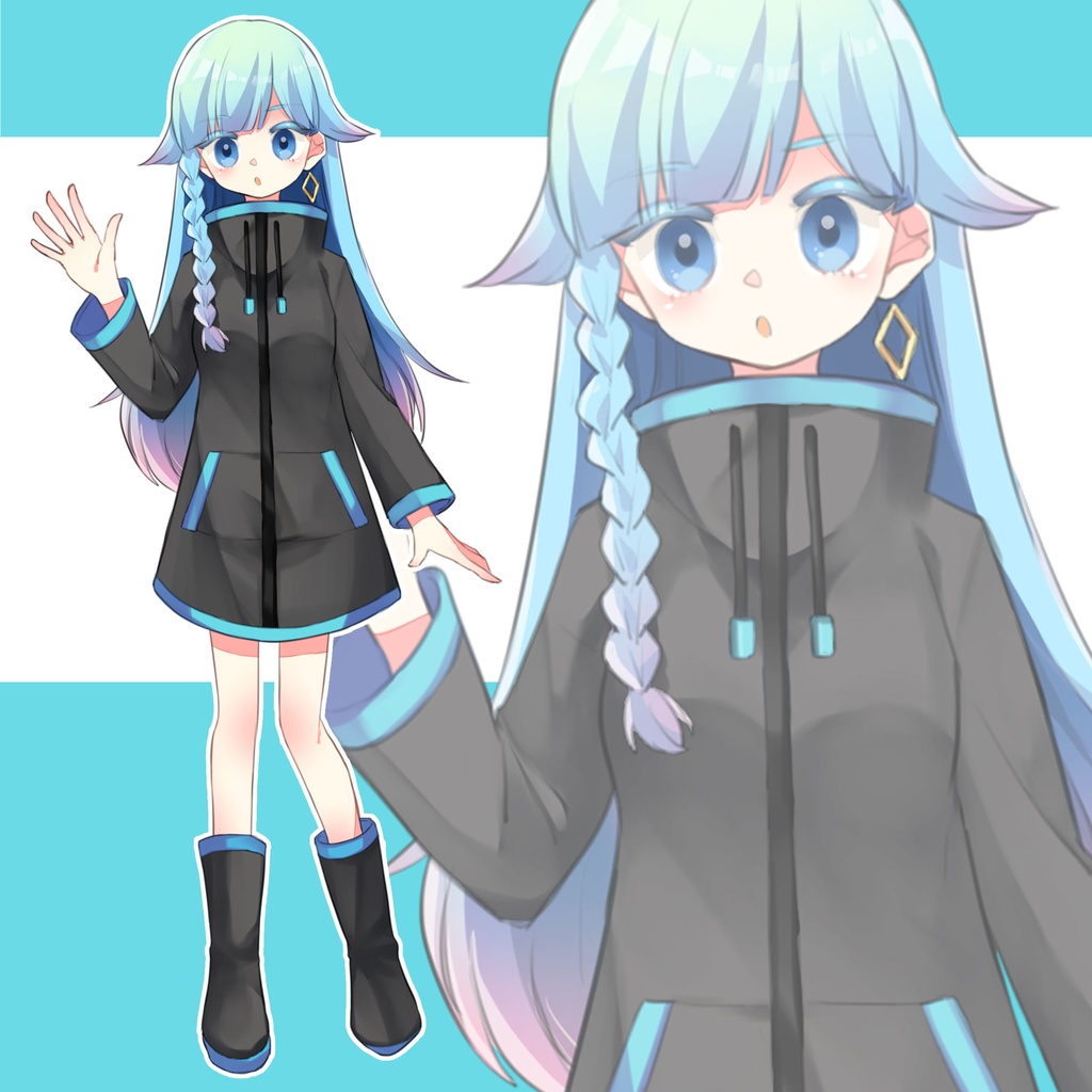 【立ち絵素材_001】サイバー系女の子_無料版あり