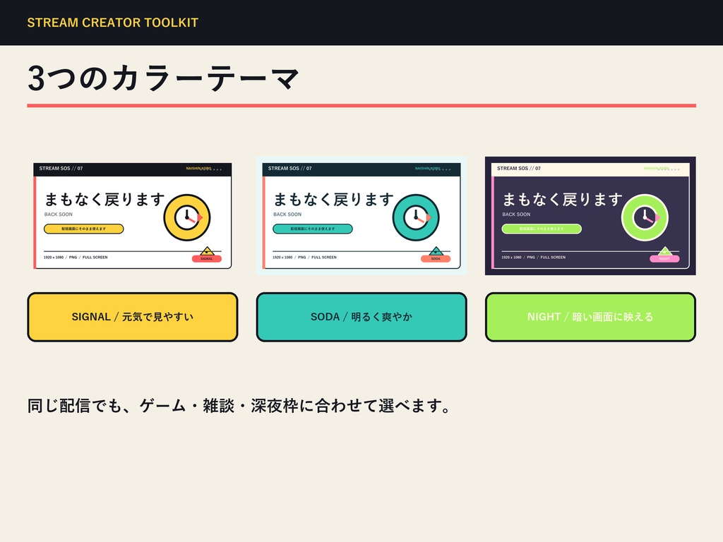 【配信者向け】配信SOSパネル|待機・離席・トラブル対応48枚
