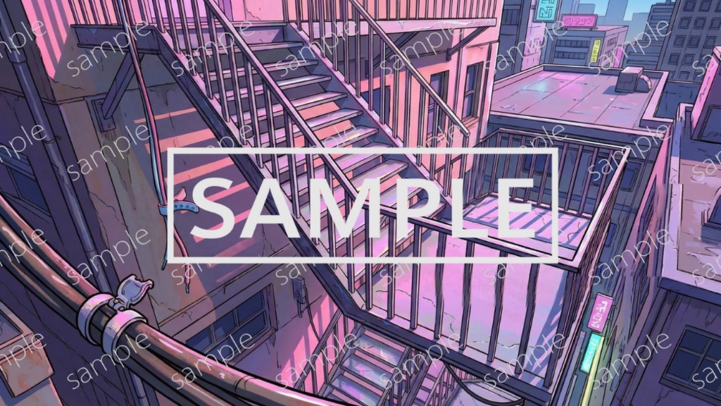 【無料】サイバーパンク風背景画像パック Vol.2 天気/昼夜差分有り 48枚