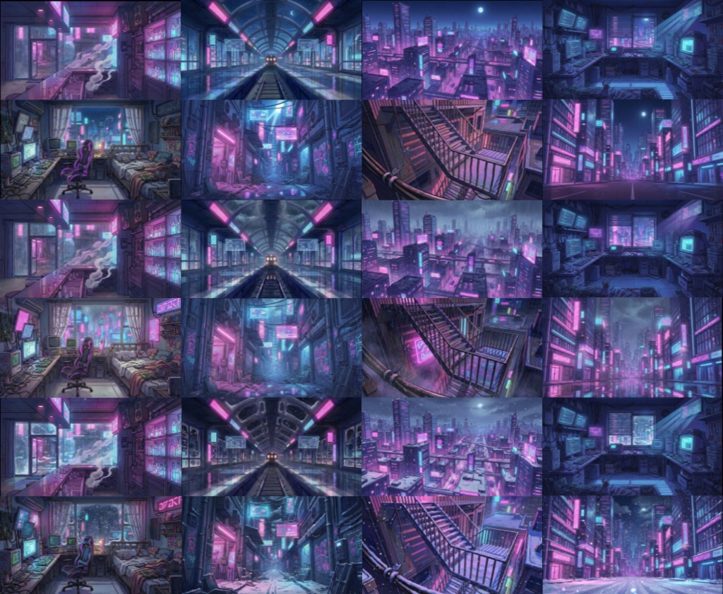 【無料】サイバーパンク風背景画像パック Vol.2 天気/昼夜差分有り 48枚