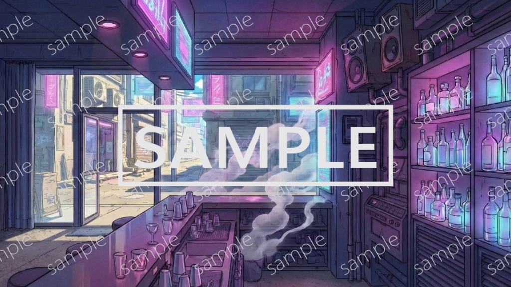 【無料】サイバーパンク風背景画像パック Vol.2 天気/昼夜差分有り 48枚