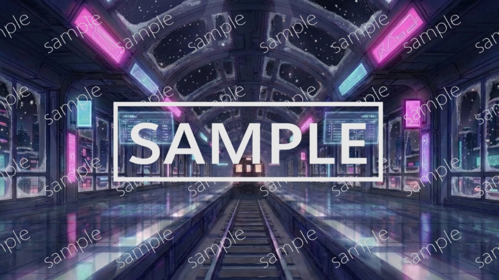 【無料】サイバーパンク風背景画像パック Vol.2 天気/昼夜差分有り 48枚