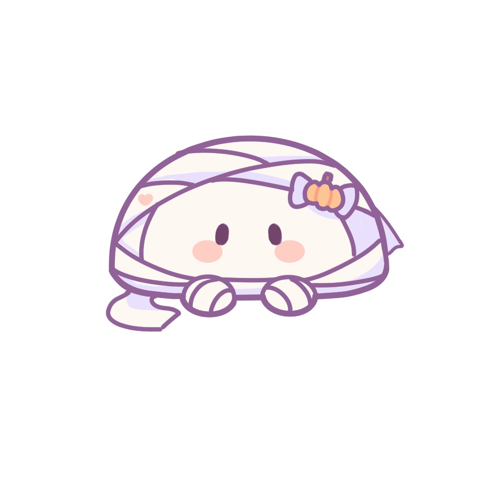 頭にちょこんとミイラおばけ