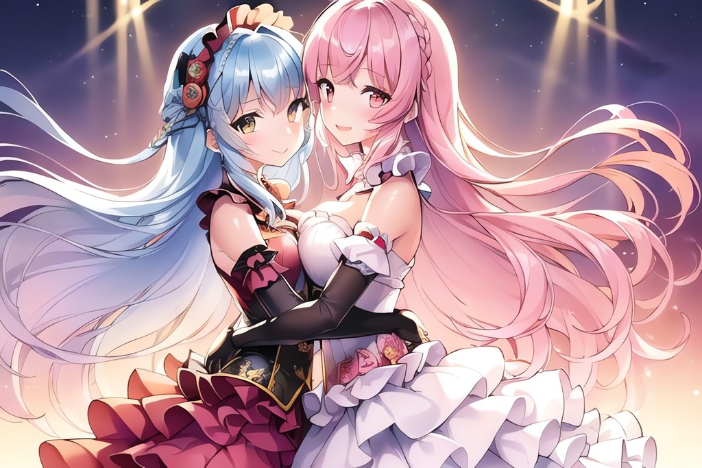 抱き締め合う美少女AIイラスト集※アニメ
